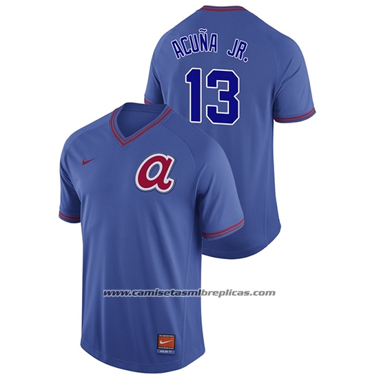 Camiseta Beisbol Hombre Atlanta Braves Ronald Acuna Jr. Cooperstown Collection Legend Azul